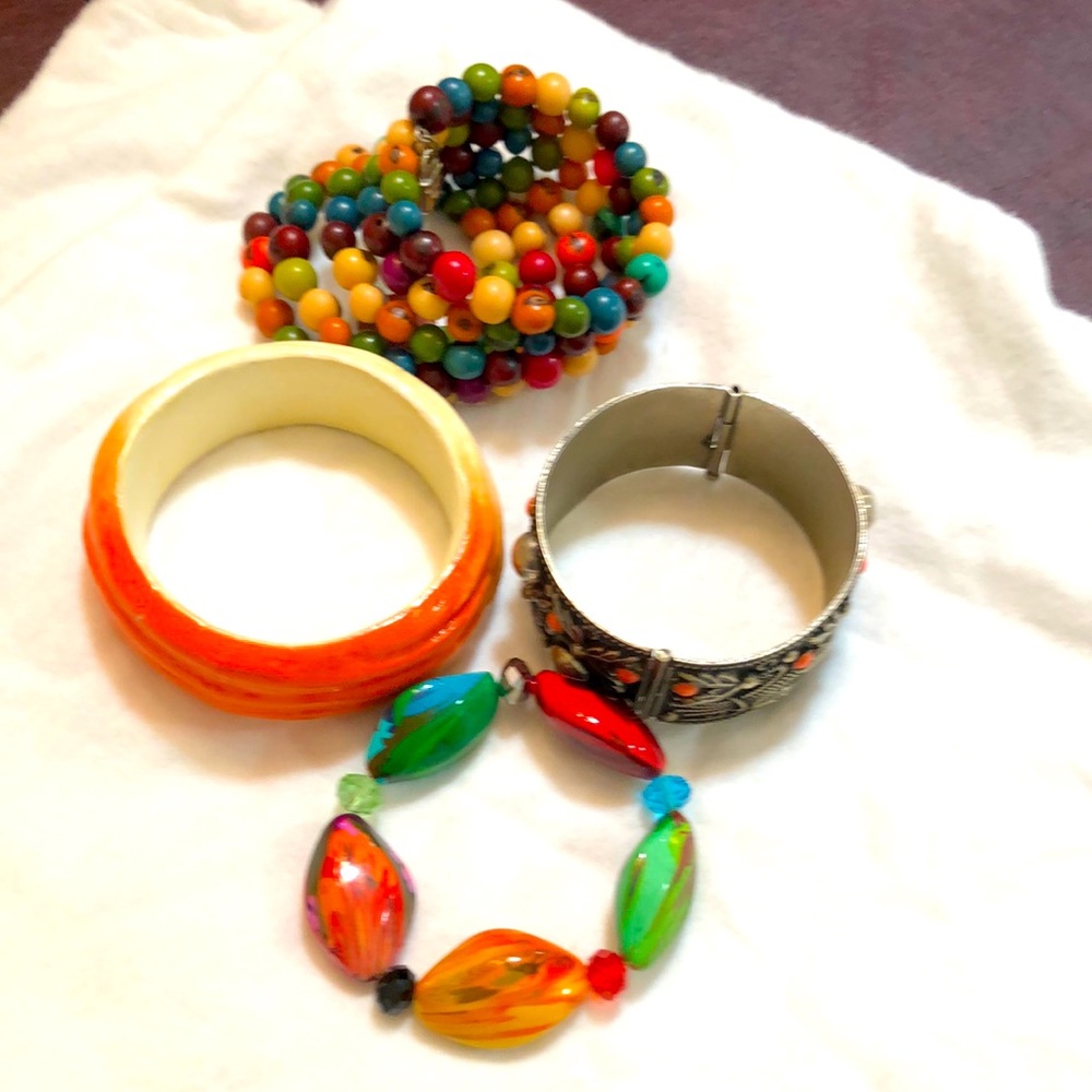 Bracelets, Lot of Four in rich “Fall" Colors